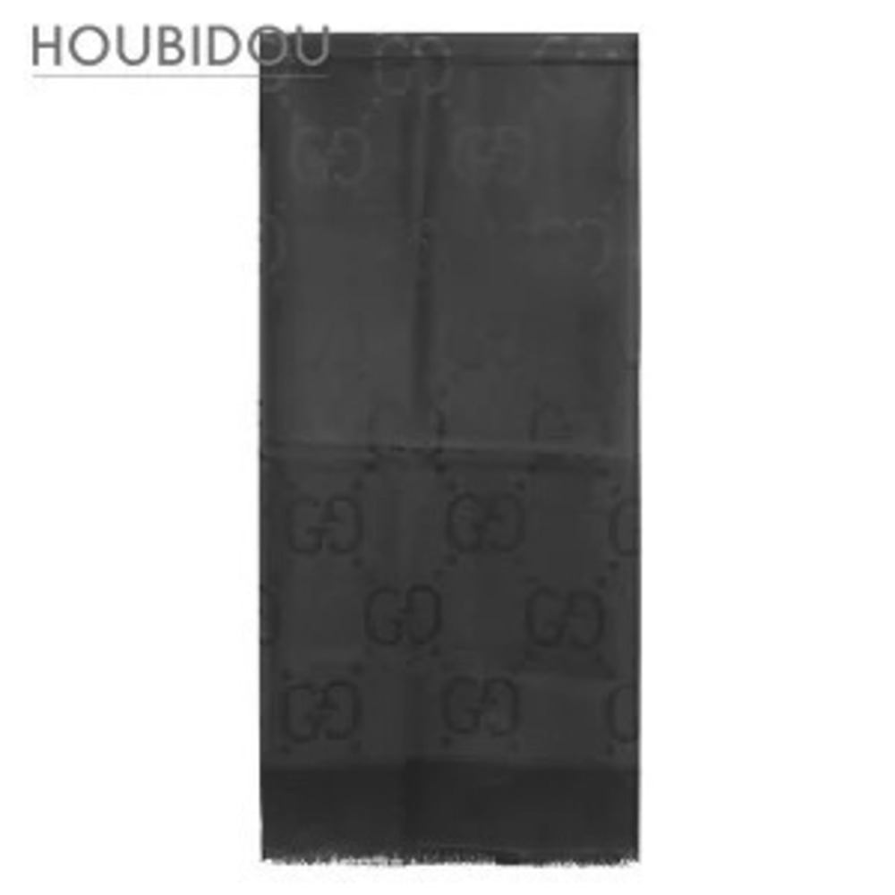 Gucci GG Jacquard Silk Wool Shawl Black